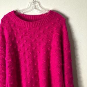 Lou & Grey Hot Pink Puffed Knit Popcorn Sweater